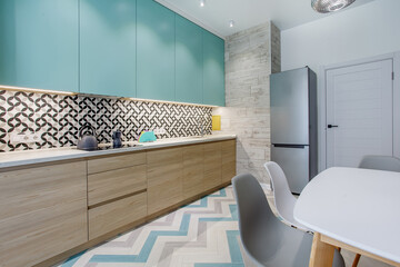 Modern renovated kitchen with flat design