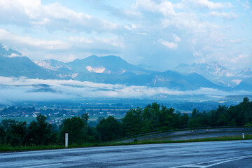 Julian Alps landscape after the rain in morning