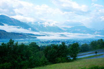 Julian Alps landscape after the rain in morning