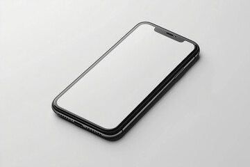 Mockup of cell phone with blank screen on simple clean white background
