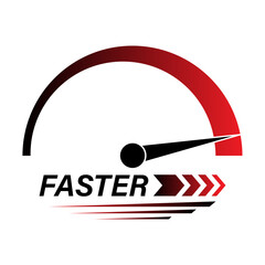 Fast and Speed Logo Symbol. Gauge Meter Icon. Speedometer Icon. Tachometer or Odometer Display. Vector Illustration.