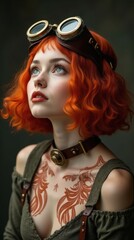 Fototapeta premium Woman with Fiery Red Wavy Hair