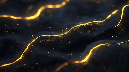 Abstract black and gold gradient with glowing edges