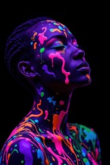 Woman Bathed in UV Blacklight