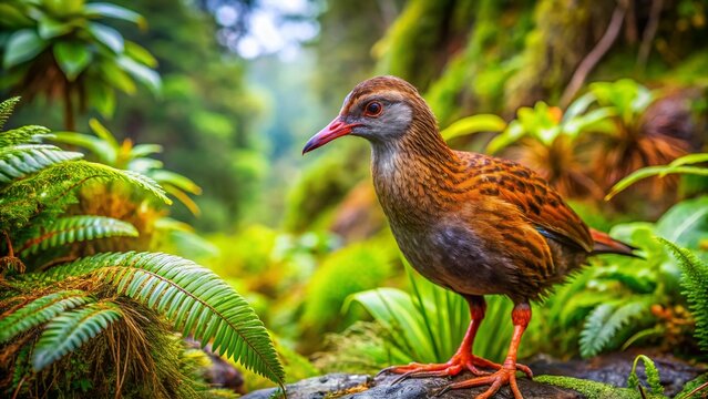 Panoramic New Zealand Weka Bird Photography: Majestic Avian Wildlife Scene