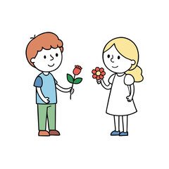 boy and girl with flowers