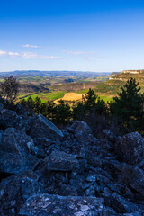 Landscape of the surrounding plateaus from Combalou in Roquefort-sur-Soulzon