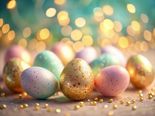 Pastel Easter Eggs Golden Speckles Bokeh Spring Festive Photography