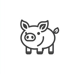 Cute cartoon pig illustration, simple line art design.