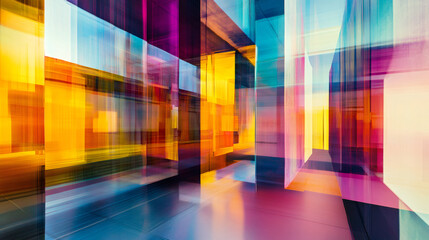 Fototapeta premium Energizing modern architectural design with vivid colors and dynamic blurred motion effect