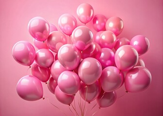 Pink Balloon Drone Photography: High-Resolution Aerial Shots of Pink Balloons, Isolated Pink Background Premium Photo