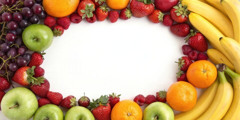 Fresh Fruit Border with Copy Space for Your Healthy Message