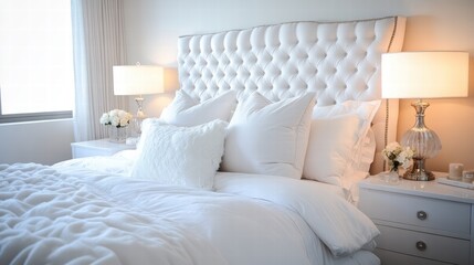 Obraz premium luxurious white bedroom interior design