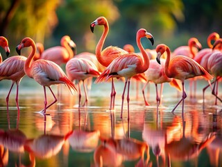 Pink Flamingo Lake, One-Legged Birds, Tilt-Shift Photography, Wildlife, Nature, Bird Photography, Avian, Flock, Pink Feathers,  Animal Photography, Scenic, Beautiful, Pretty, Cute, Adorable, Amazing, 