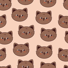 seamless pattern cartoon cat. cute animal wallpaper for fabric print, gift wrap paper