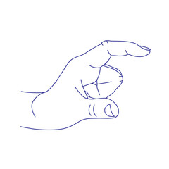 Hand gesture. Sign language. Contour vector illustration. Index, middle, ring, little fingers and thumb