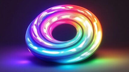 Bold rainbow swirls with glowing edges and soft light accents