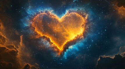 Heart-shaped nebula in space cosmic art astrophotography scene