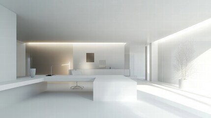Fototapeta premium minimalist white office interior design