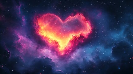 Cosmic love heart nebula imagery outer space digital art universe