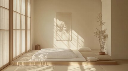 minimalist japanese bedroom design with natural light