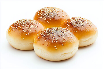 Fried chinese bun isolated on white background, Selective focus dumpling with sesame sprinkle on white.