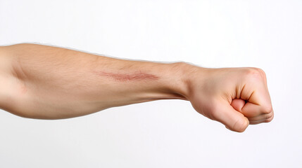 The arm has an injury.