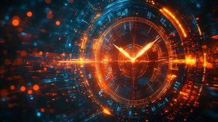 Digital clock animation technology graphic design futuristic abstract