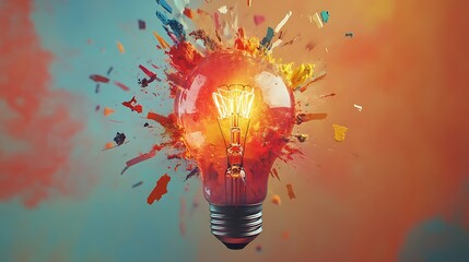 Creative explosion of ideas digital art vibrant colors abstract