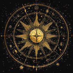 Fototapeta premium Leo Zodiac Sign on an Astronomical Clock in the Night Sky of Prague