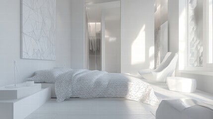 minimalist white bedroom interior design