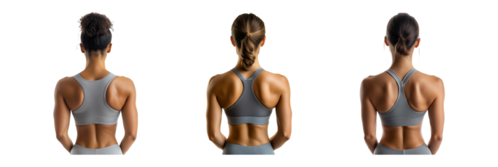 Athletic Women from Back with Different Stylist Hairstyles
