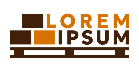 Logo for the delivery company in the flat style. Logogram with a pallet and boxes on it isolated on white background. Vector logo illustration for graphic design, Web, UI, mobile app