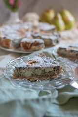 sweet home made poppy seed pie with pears
