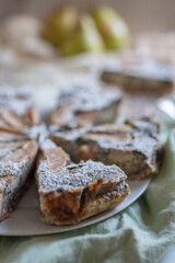 sweet home made poppy seed pie with pears