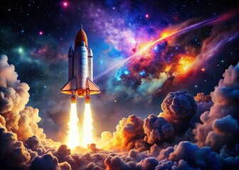 Rocket Launch Night Photography: International Shopping Day Sale Banner Design