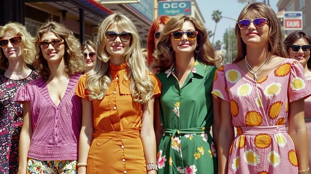 Vintage expression: embodying essence of 60s and 70s through daring outfits, showcasing adventurous spirit and fashion trends that defined style and attitude of the time.