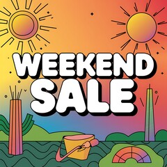 Obraz premium Weekend Sale Announcement Featuring Summertime Imagery