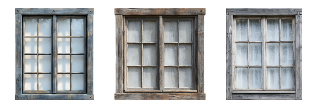 Vintage Window Frames on Transparent Background