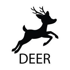 Silhouette jumping Deer . Adobe Illustrator Artwork in white background .vector  design .