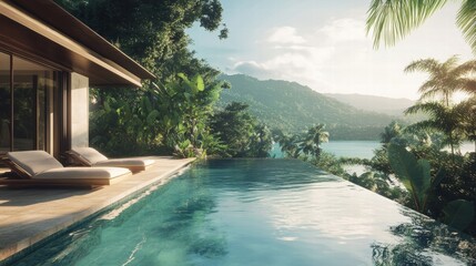 luxury villa infinity pool overlooking tropical ocean