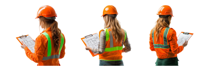 Construction Worker with Clipboard in Safety Gear