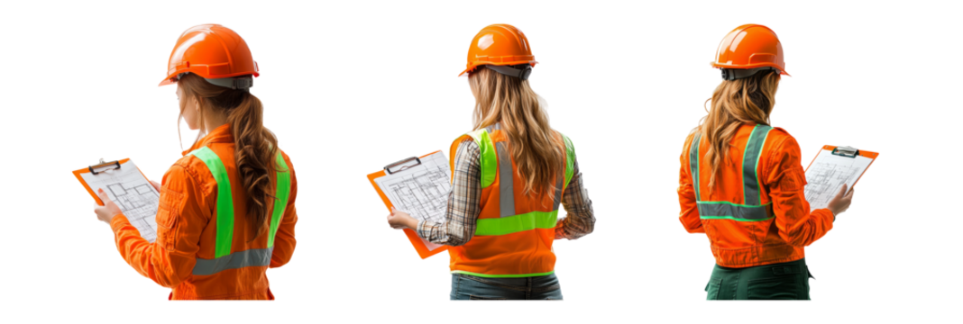 Construction Worker with Clipboard in Safety Gear