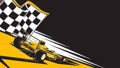 Motorsport car racing on abstract background design. Sport race