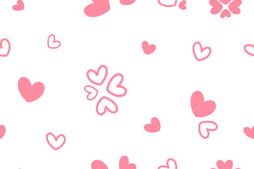 Seamless Valentine’s vector pattern with pink hearts. Sweet and cute design, perfect for gift wrap, backgrounds, fabrics, and carpets.