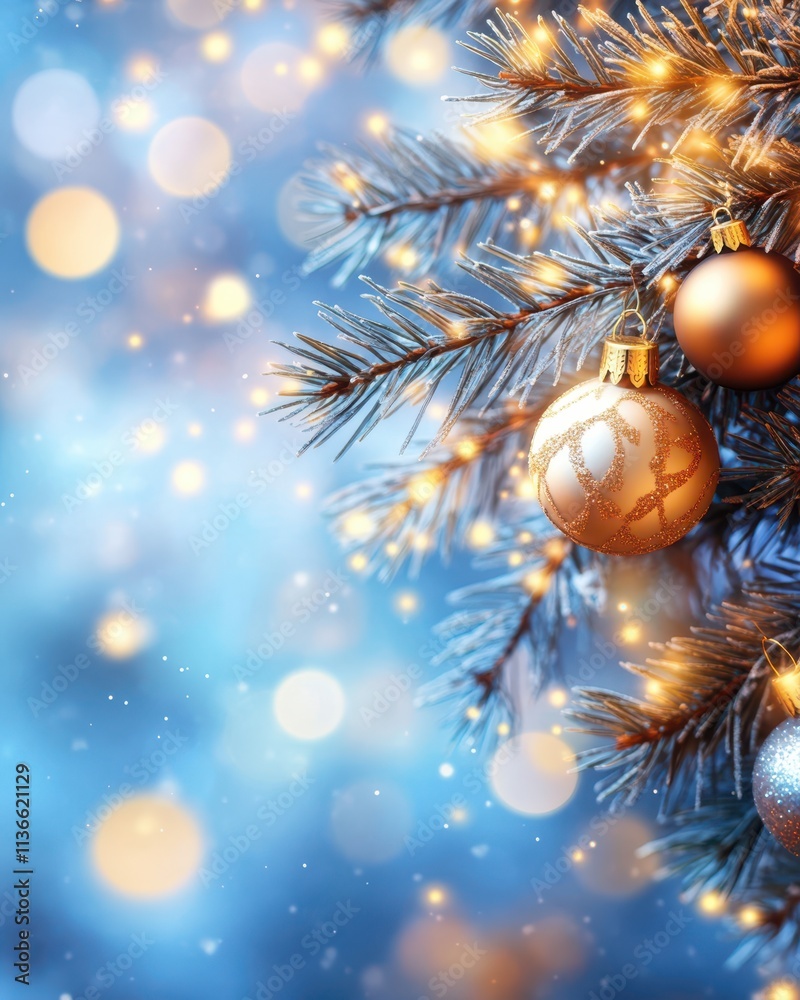 Aufkleber Holiday Themed Presentation Background With Frosted Snow and Sparkling Bokeh Effects