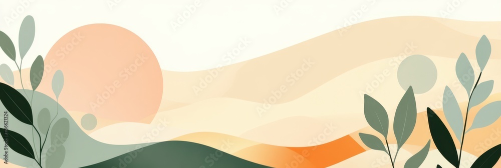 Poster Elegant Pastel Design With Geometric Shapes and Boho Patterns Enhancing Tranquil Spaces