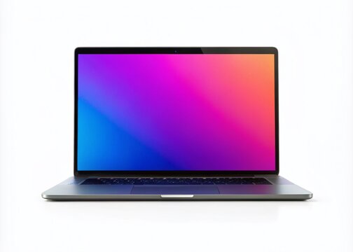 Silhouette Laptop Blank Screen, 4K Isolated Background, Dark Computer, Digital Minimalism,  Professional Photography