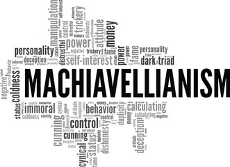 Machiavellianism word cloud conceptual design isolated on white background.