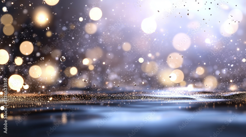 Poster bokeh lights creating a magical atmosphere with shimmering reflections in a dreamy setting